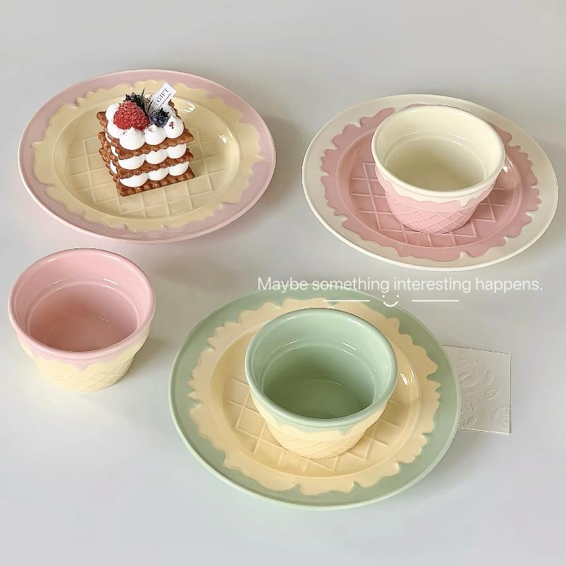 Cute Ceramic Bowls Yogurt Bowl Creative Dessert Tableware Serving Bowl  Household Dishes