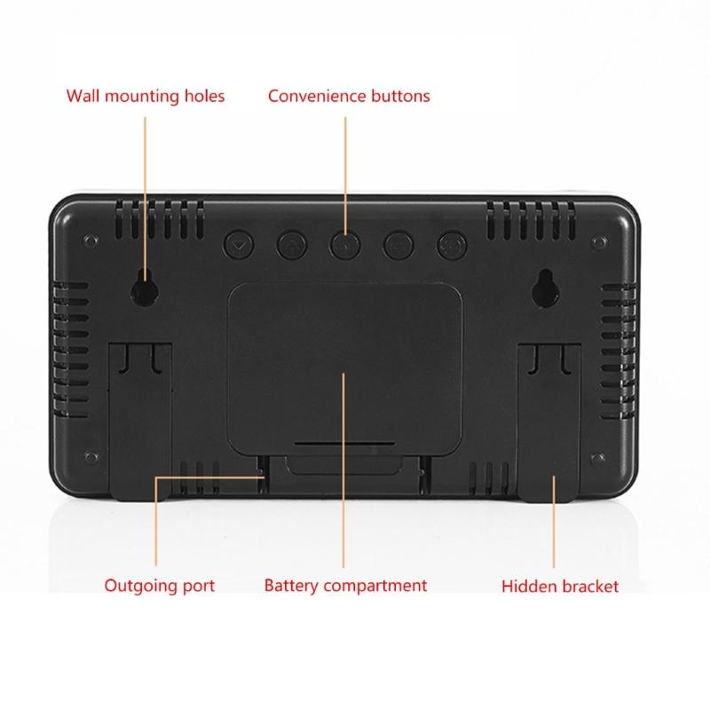 Large Digital Clock Wall Clock with Date and Temperature Display Bedroom Office Decors