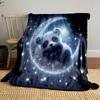 Sleeping Panda On Sparkling Moon Patterned Blanket, Flannel, Suitable for All Seasons, Home Decor, Warm and Cozy