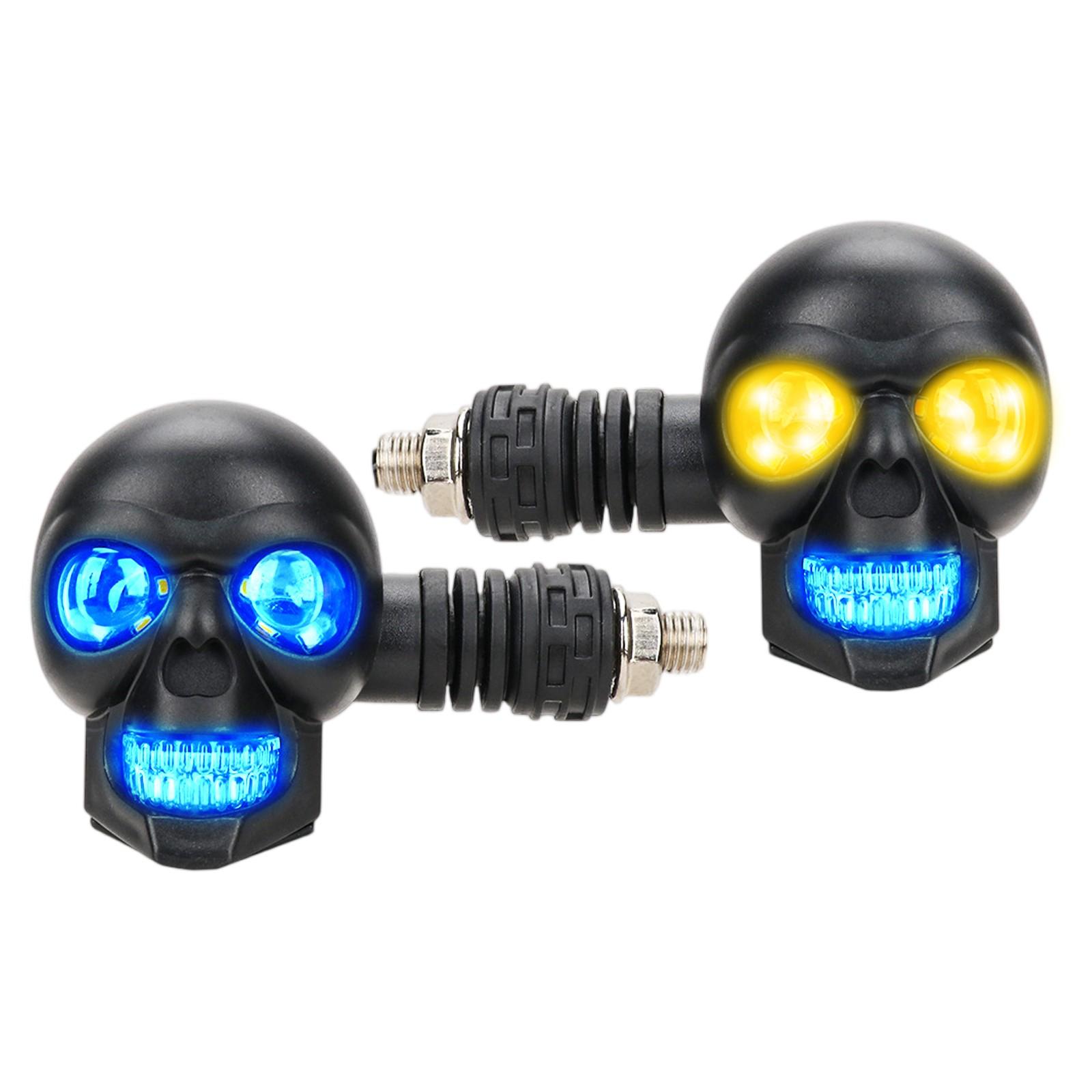 

12V Черепа Мотоциклетные Поворотники LED Модифицированные Фары Мотоциклетные Вспомогательные Фонари Фонари для Обслуживания One Size синий