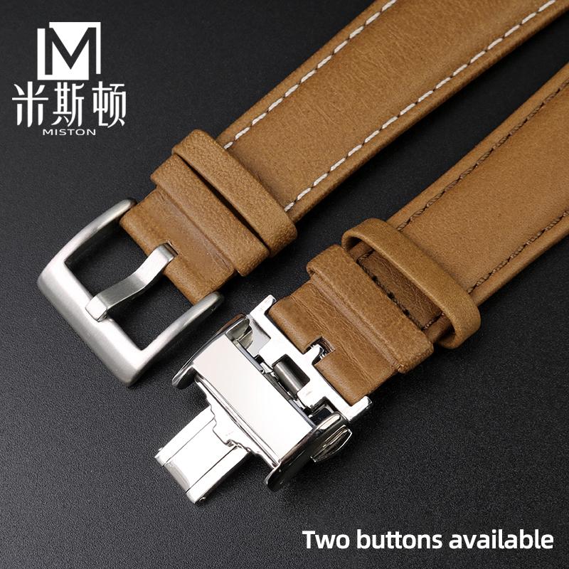 Leather Strap 21/22mm for Longines SPIRIT Rolex Black/Green Water Ghost Omega SEAMASTER 300 High-end Italian Cold Watch Strap