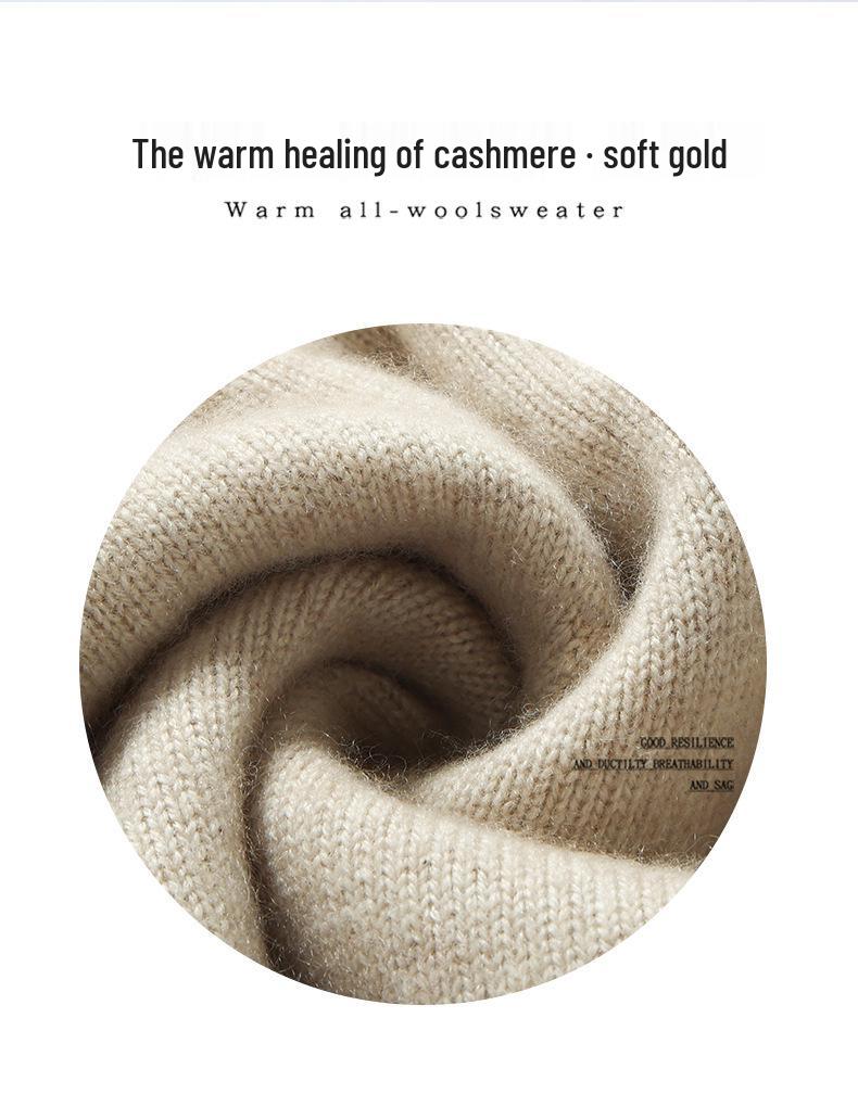 Men's Cashmere Knit Zipper Sweater - Solid Color, Loose Fit, Half-High Collar, Autumn/Winter Collection