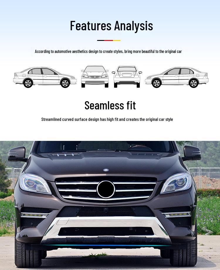 Mercedes-Benz ML-Class Front & Rear Bumper Guard Plates and Fog Light Strips with Trunk Pedal