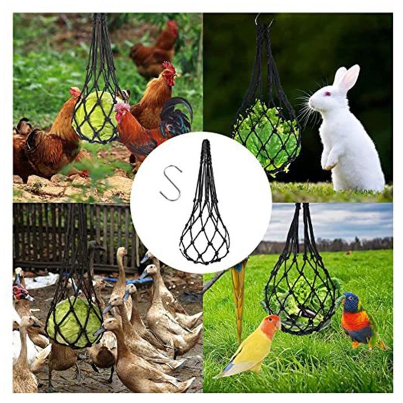 Chicken Feeder Poultry Bird Chicken Drinker Cup Poultry Hanging Feeding Net Bag Chicken String Bag Vegetable Fruits Feed