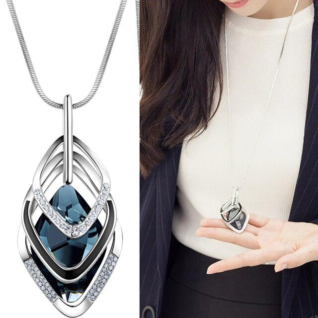 

Поступление Длинные ожерелья для женщин Модные серые хрустальные колье-чокер Женские ожерелья и подвески Аксессуары