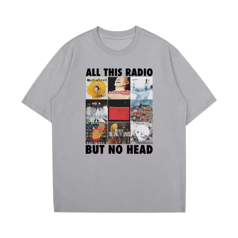 2026 Tutta Questa Radio Ma Nessuna Testa Stampata Maglietta Uomo Donna Radiohead Band Rock Maniche Corte T-shirt Ampia Hip Hop Streetwear