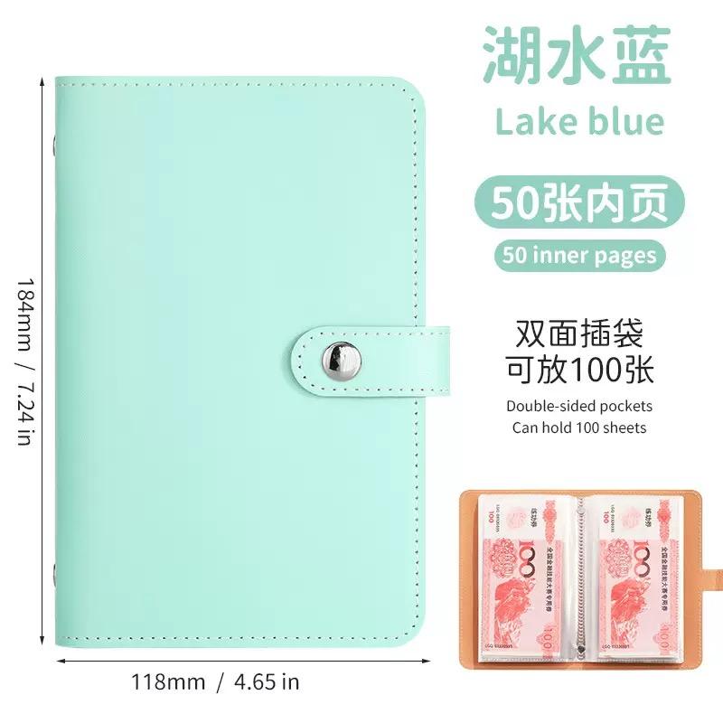 1 Banknote Storage Book Made of PU Material, Can Hold 100 Banknotes, with Banknote Photos, Stamps, Bank Card Storage Book