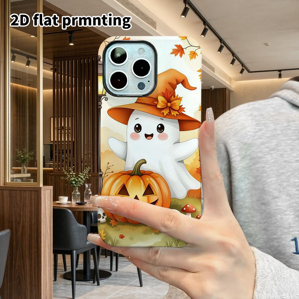 Phone Case: 2D Flat Design Suitable for iPhone 18 17 16 15 14 13 Pro Film Protective Case, Couple Style, Little Autumn Ghost, Christmas and Halloween 
