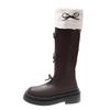 Platform Boots Women's Fluffy Snow Boots 2025 Autumn and Winter Bow British Thermal Sleeve Long Boots
