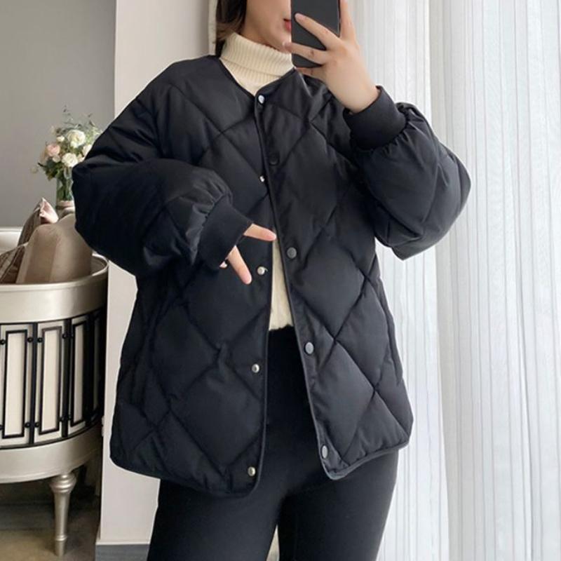 Winter New Korean Chic Short Warm Clothes Women Fashion Lingge Down Cotton Jacket Casual High Street Loose Design Jackets Female