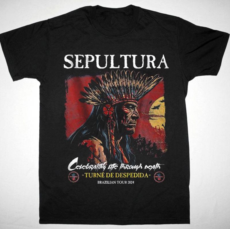 

НОВАЯ футболка Sepultura Tour 2024 с коротким рукавом, хлопковая, черная, унисекс, все размеры 2XL