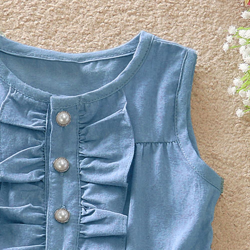 2-12 Years Old Children's Dress Girls Summer New Casual Denim Flower Dress