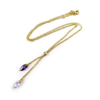 [F6825] - 'Delicate' Purple Gold-Plated Necklace