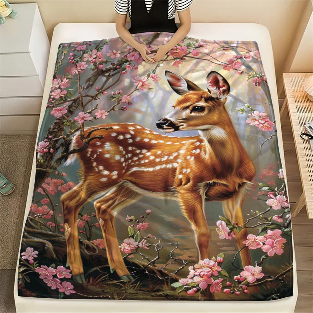 1 Peça Manta de Flanela com Estampa de Desenho Animado, Alta Qualidade Confortável para Todas as Estações, Decoração de Casa, Calor e Conforto, Perfeita para Presente de Natal Aniversário