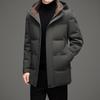 Daqiumen Men's 2025 Winter Mid-Length Hooded Down Jacket