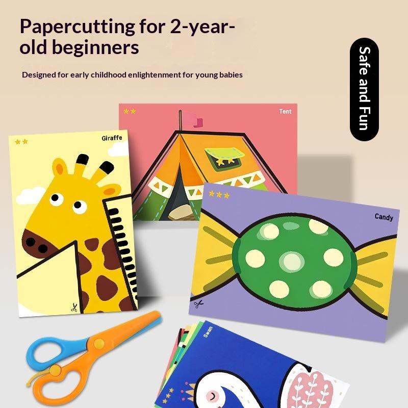 Handmade Paper Cuttings Interesting Origami Suit Dinosaur/Mushroom Patterns Including Scissors Parent-Child Interactive Toys