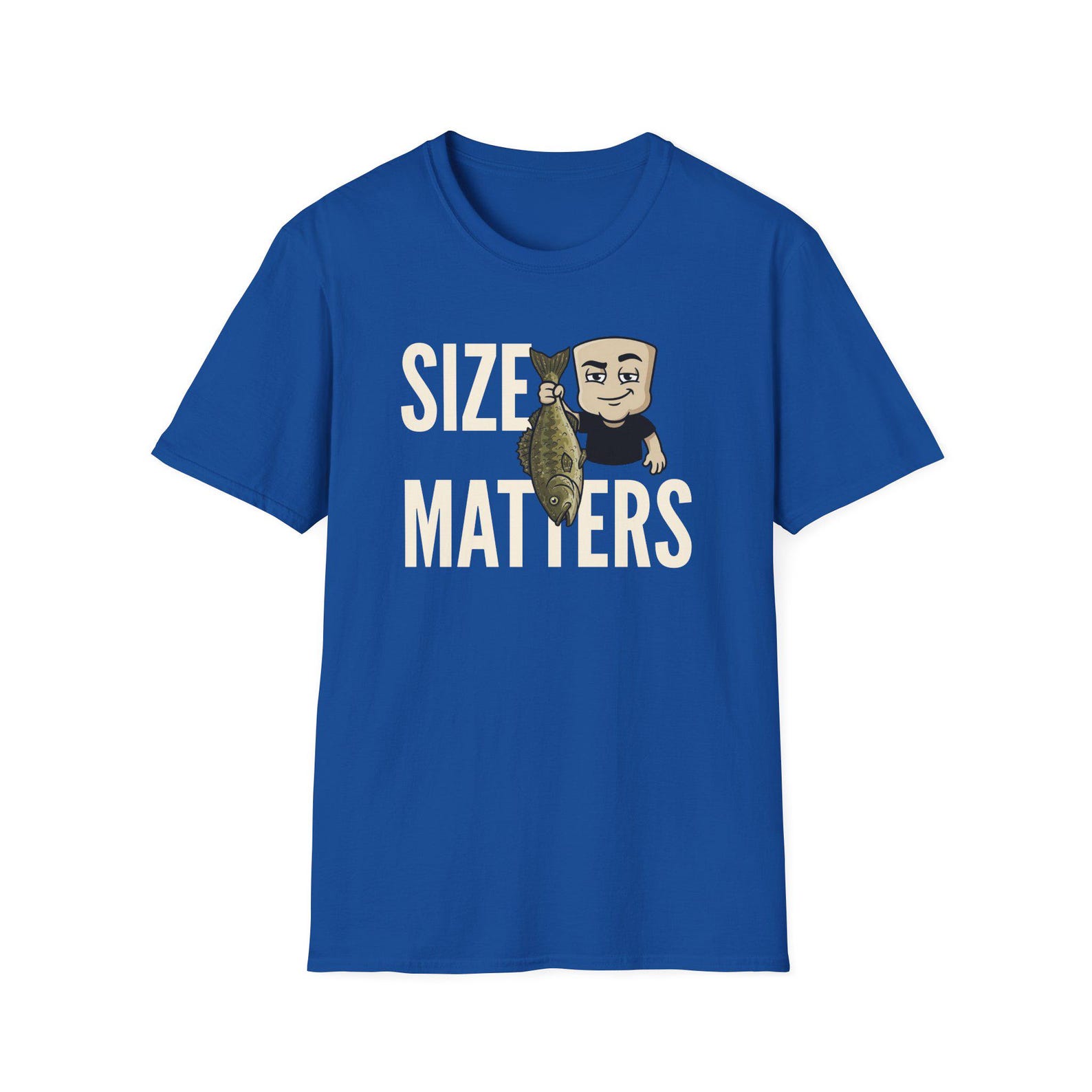 Size Matters T-Shirt, Funny Fishing Tee, Fisherman Angler Gift Shirt, Sarcastic Bass Fishing Humor Tee for Men & Women S