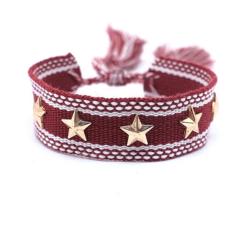 

Personality Woven Bracelet Wrist Chain Trend Cotton Rope Hand Chain with Heart/Star Charm Women Fashion Jewelry Gift
