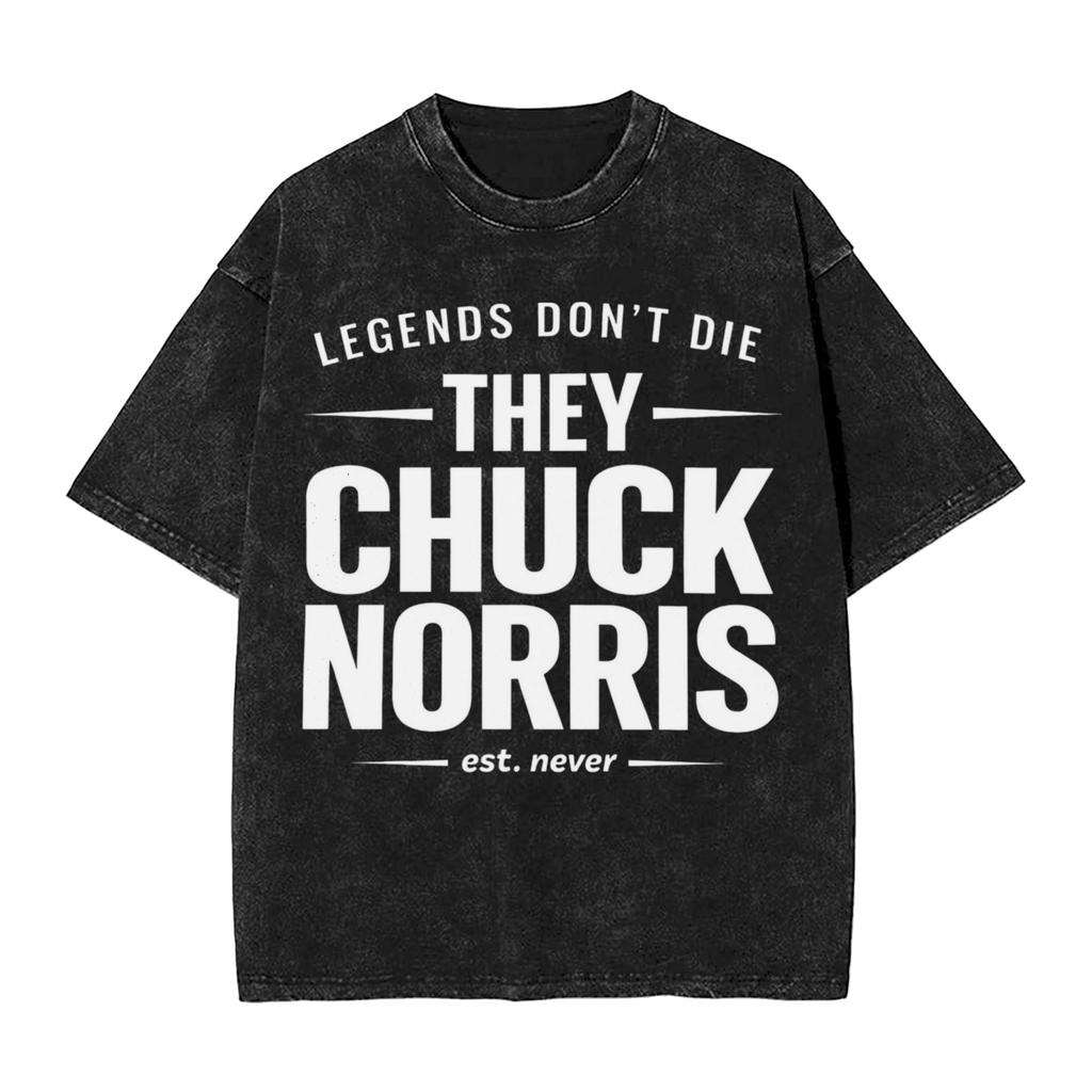T-shirt Lavate Il Più Grande di Tutti i Tempi Chuck Norris Hip Hop T-shirt Retrò Harajuku Streetwear Top in Cotone Top Magliette per Unisex Donna