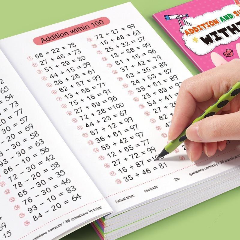 Children's Early Math Education Workbook Addition Subtraction Within 100 Exercise Book for Kids Daily Training Gift