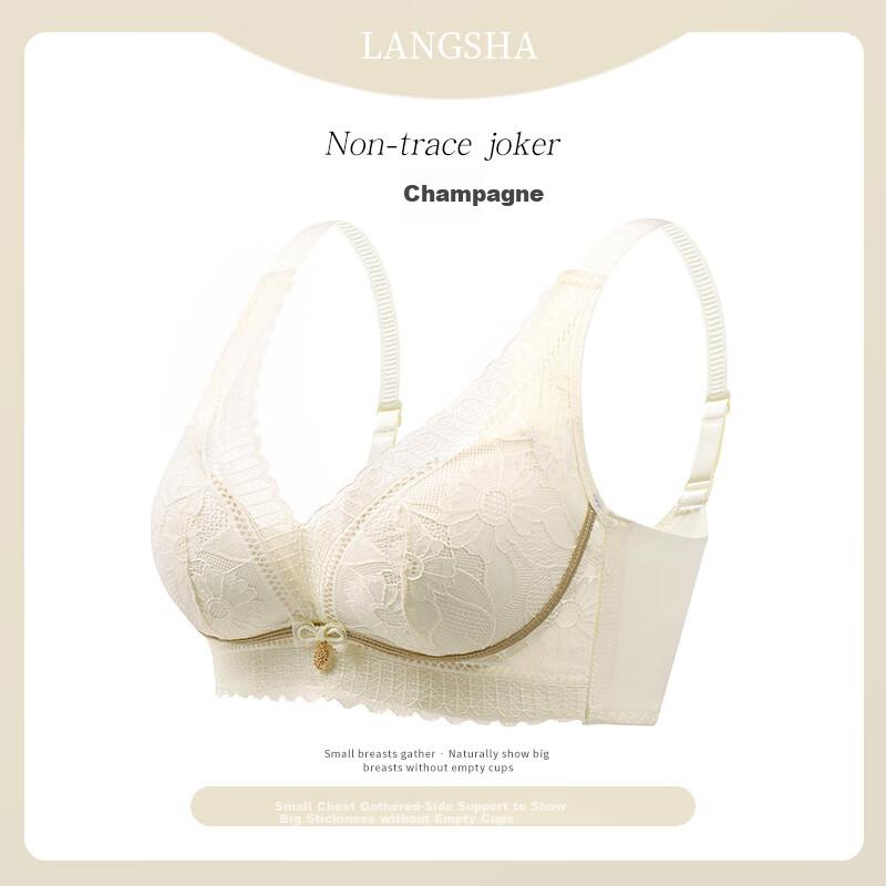 LangSha Women's Wireless Push-Up Bra, Lace Sexy Small Breast Enhancing Bra, Side Support Bra for Valentine's Day Gift for Girlfriend