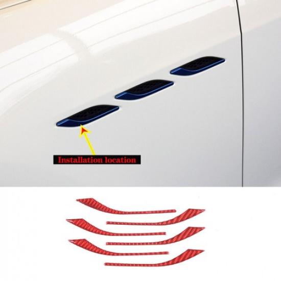 Red Carbon Fiber Side Air Vent Fender Cover Trim For Maserati Ghibli 2014 -22