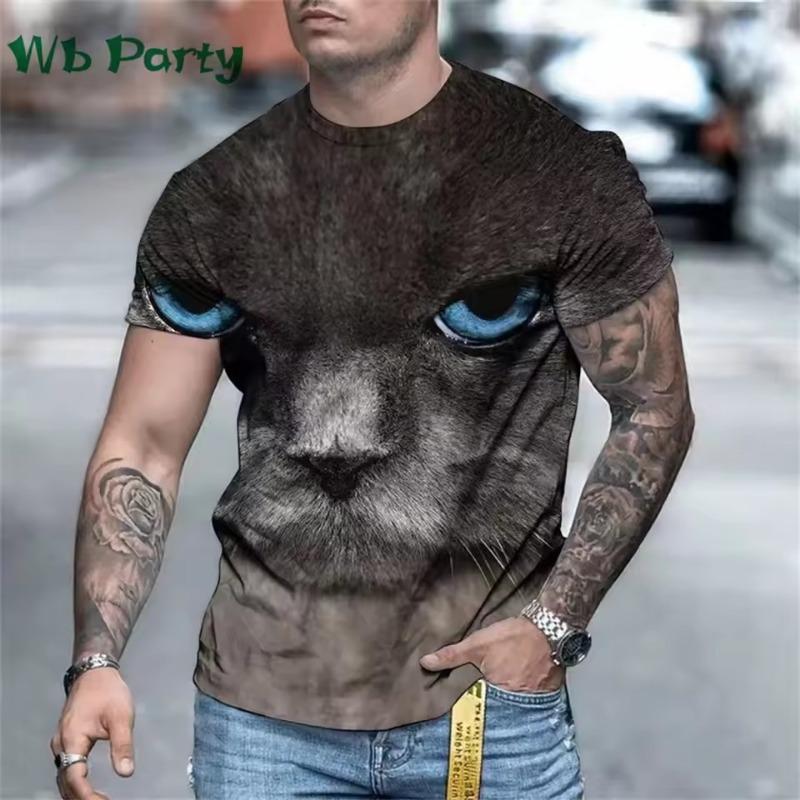 Pánské tričko s potiskem kočky Pánské oblečení Trička pro muže Tričko s krátkým rukávem Vtipný potisk kočky Nadměrné tričko Letní tričko Topy