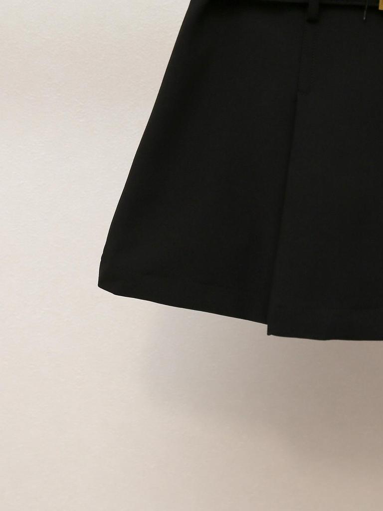 Autumn French Spicy Style A-Line Pleated Midi Skirt with Slimming Waist Belt