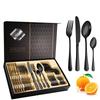 24Pcs Gold Cutlery Specular Light Stainless Steel Steak Knife Fork Spoon Teaspoon Upscale Restaurant Cutlery Set With Gift Box