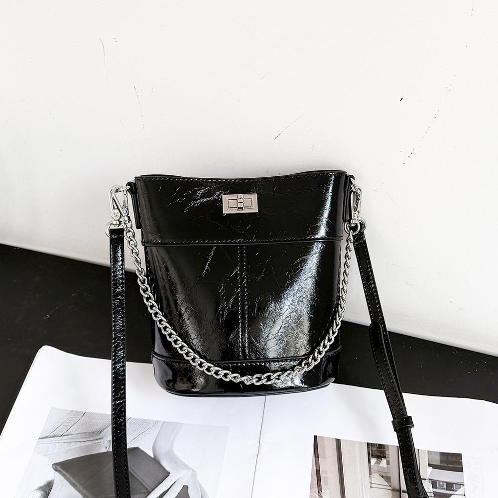 Retro Ketten-Eimer Tasche Echte Leder Damen Tasche Vielseitige Einzel-Schulter Crossbody Tasche