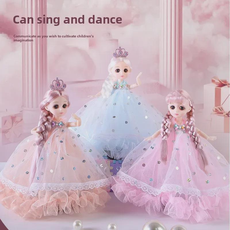 26 cm Zpívající, rotující a tančící panenka princezna Barbie s hudbou a světly – dětská hračka.