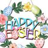 Wooden Easter Door Wreath for Bunny Eggs Porch Front Door Happy Easter Sign for Spring Window