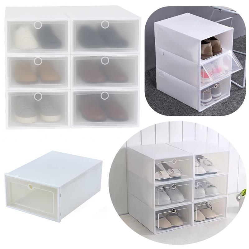 Plastic Drawer Shoe Cabinet Organizer Container Box 6 Pieces