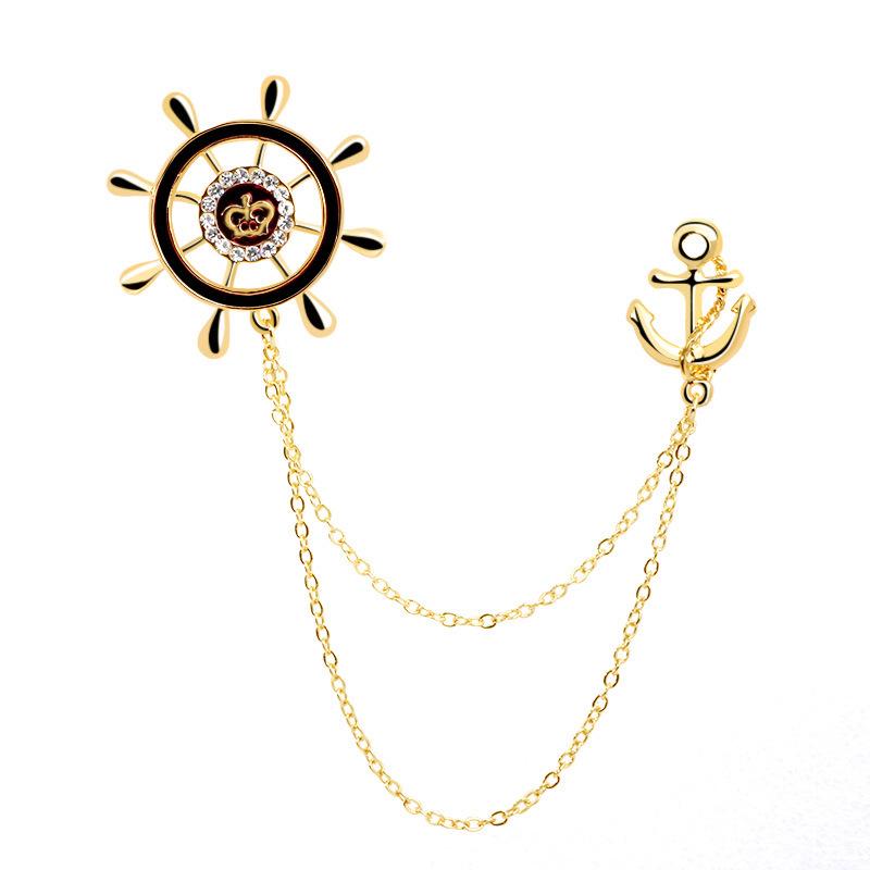 Bo Xin Yun Retro Navy Anchor  Wheel Brooch for Men s Suit