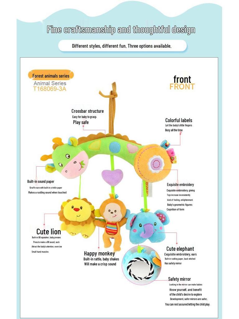 Happy Monkey Teether & Rattle Plush Crib Toy