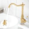 Kitchen Tap 360° Rotatable Vintage Bathroom Tap with Heat and Cold Control Single Ceramic Lever Faucet Home Bathroom Decoration