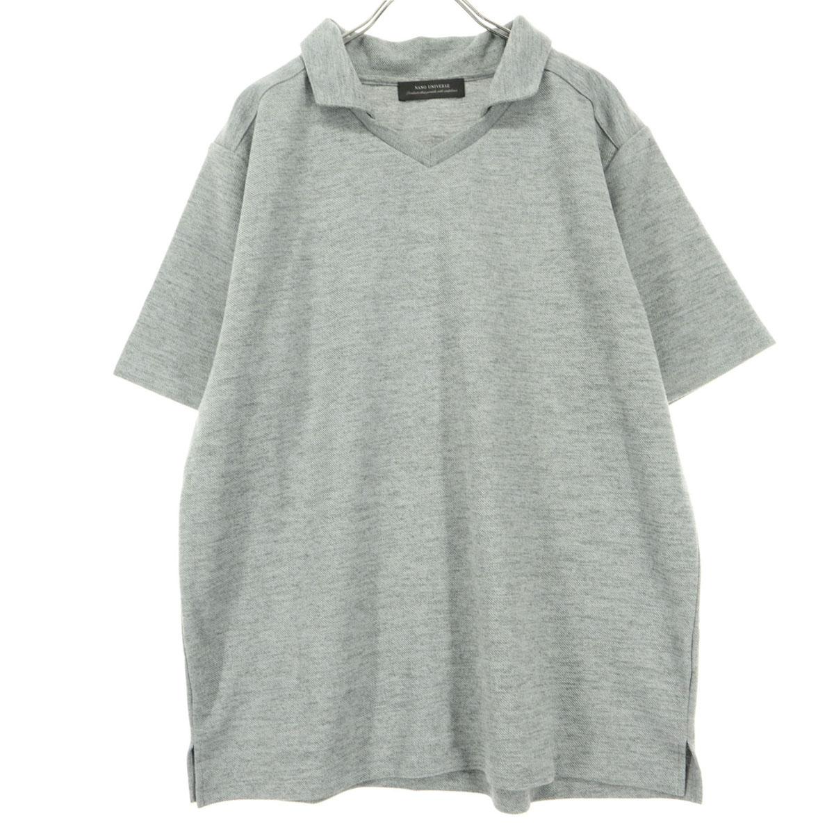 

nano universe Поло с коротким рукавом и открытым воротником L серый Открытый воротник Мужское Б/У