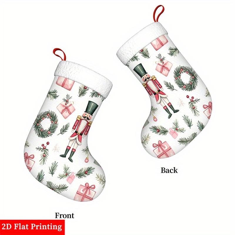 Christmas decoration fireplace hanging stocking2D Flat Printed Christmas Decorative Sock with Nutcracker, Gift
