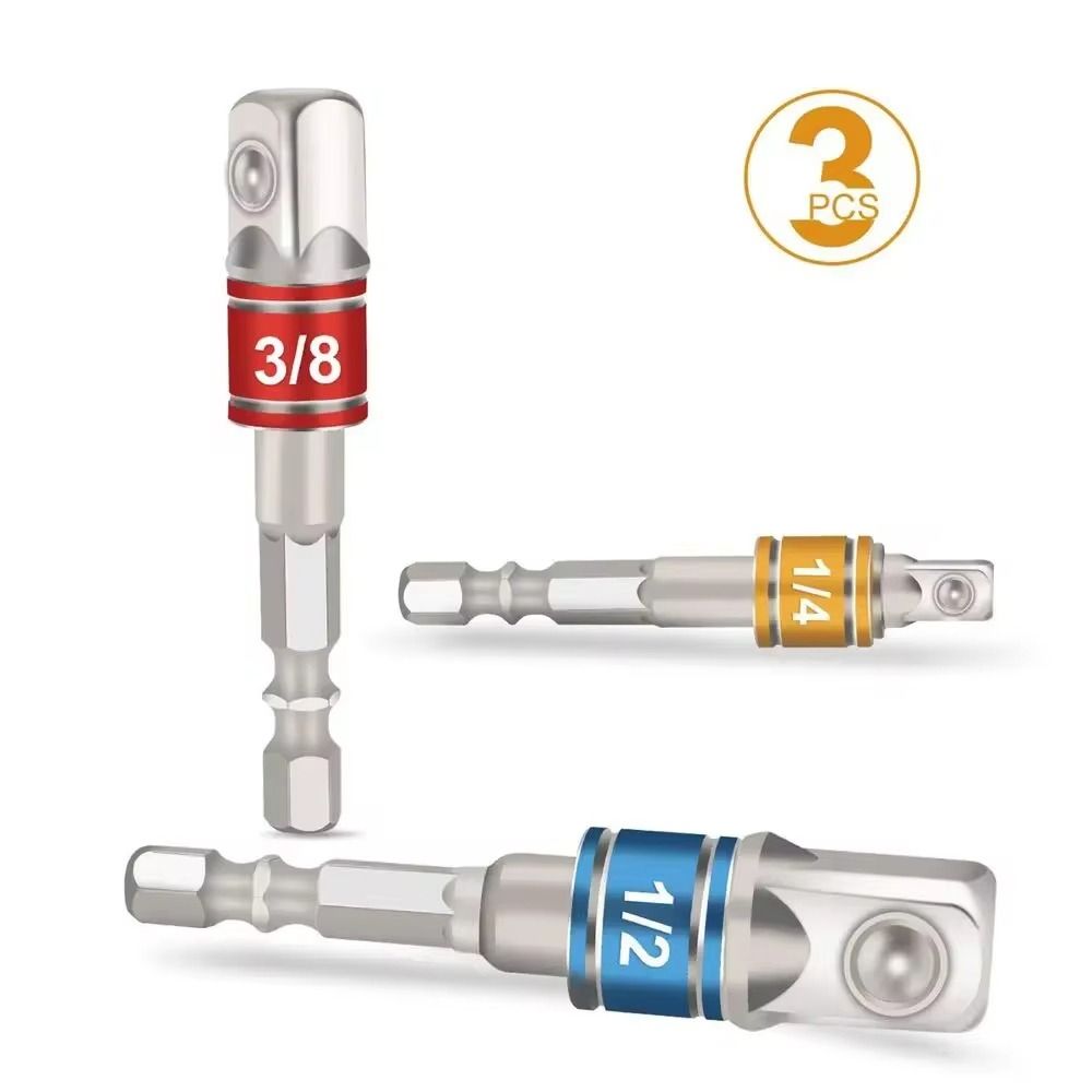 3Pcs 1/4'' 3/8'' 1/2'' Socket Extension Adapter Electric Socket Conversion Rod