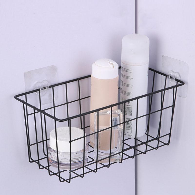 Kitchen Storage Rack Bathroom Seasoning Punch-free Office Dormitory Storage Basket Bathroom Wall-mounted Rack Hanging Basket