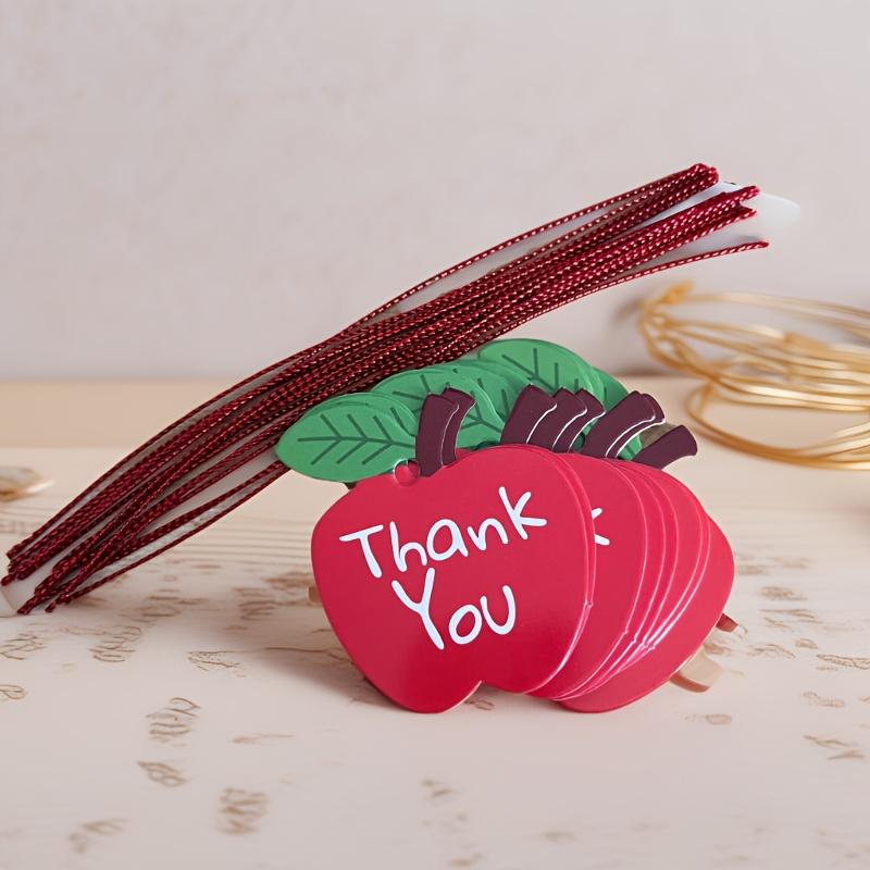 100Pcs/set Red Apple Shaped Thank You Tags, Paper Souvenir Labels, Cute Gratitude Card Hang Tags for Gifts and Favors