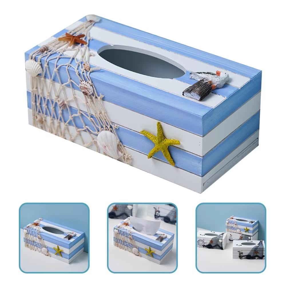 Ocean Themed Napkin Holder Wooden Napkin Dispenser Desktop Decoration Paper Box  Living Room