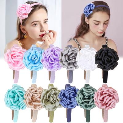 Fashion Flower Headbands for Women Fabric Plastic Hairbands Satin Floral Headband Women Girls Kids Hair Aceessories