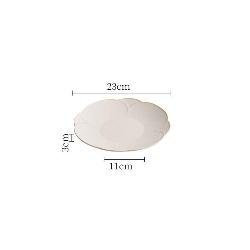 Creative Beige Petal Edge Ceramic Flat Plate Restaurant Irregular Steak Plate Dessert Plate Sushi Plates Specialty Tableware