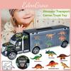 Exciting Dinosaur Truck Carry Case Transporter Dino Figures Playset For Kids Xmas Gift
