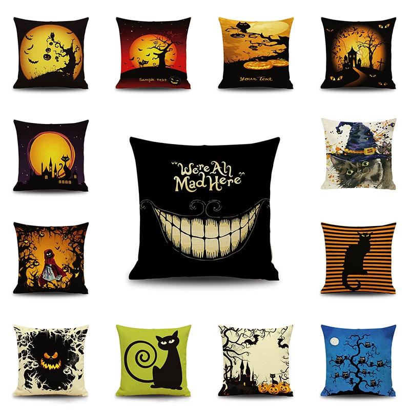 Stylish Invisible Zipper Halloween Cushion Cover For Sofa And Bed