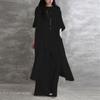 Damen-Hosen-Set aus Baumwollleinen, 2-teilig, lässig, halbe Ärmel, einfarbig, lockere Bluse und hohe elastische Taille, weites Bein, volle Hose