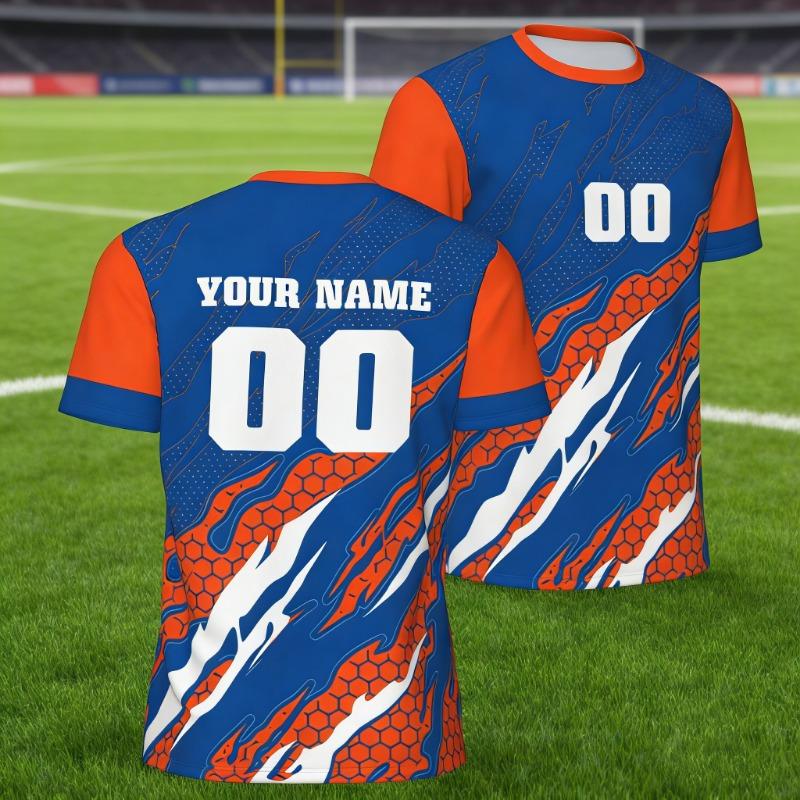 Customized Name and Number Round Neck Football Sportswear Comfortable Fit Personalized Party Summer Party Outdoor Leisure