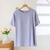 Women O-neck T-shirt with Built-in Bra Casual Solid Color Short Sleeve Top