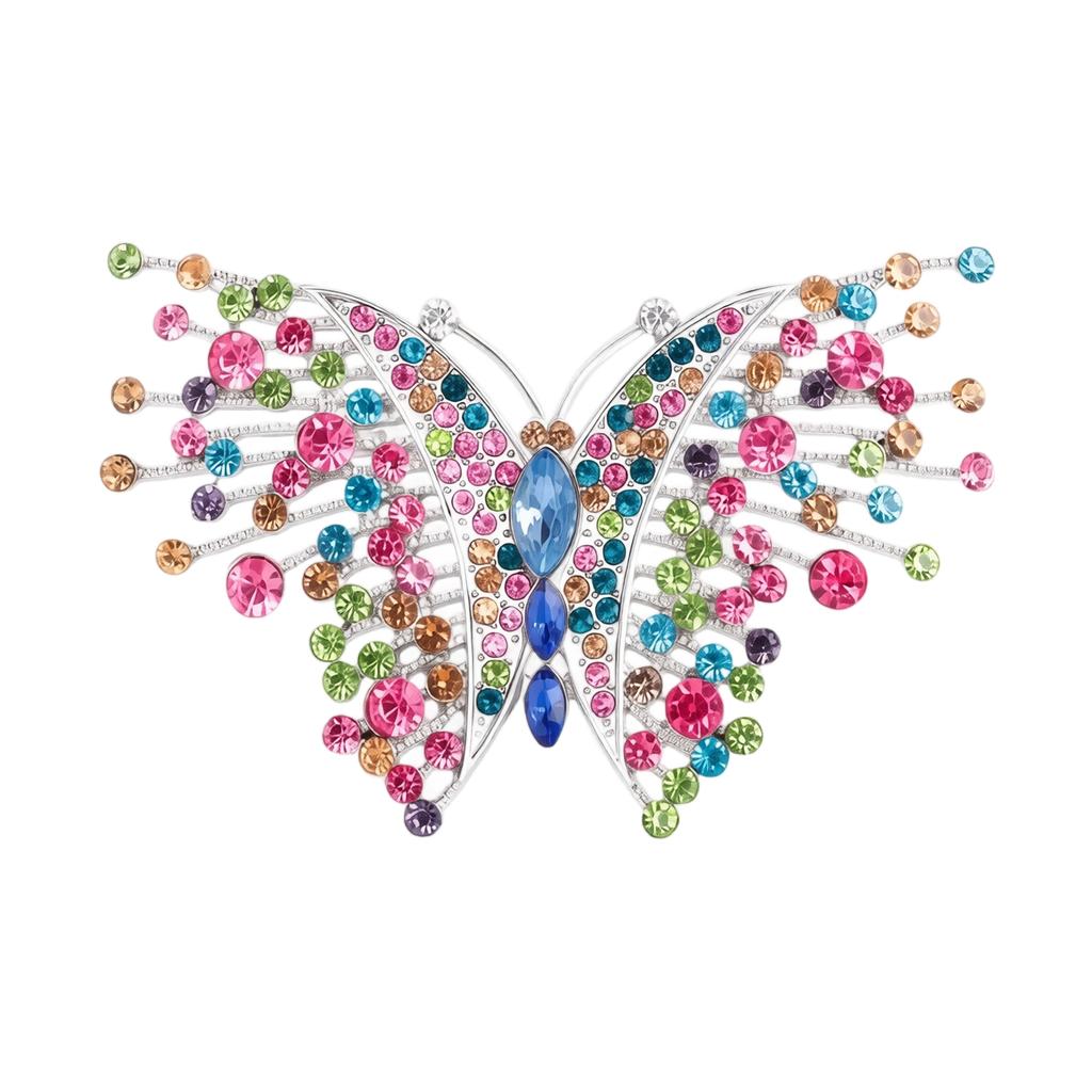 Vintage Alloy Butterfly Brooch with Crystal Accents Elegant Insect Pin Accessory for Women High-Quality Fashion Jewelry Decoration for Clothing Shoes